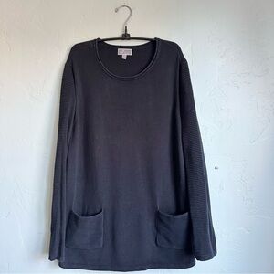 JM Collection Women’s Black Crew‎ Neck Tunic Pocket Sweater Size 2X EUC